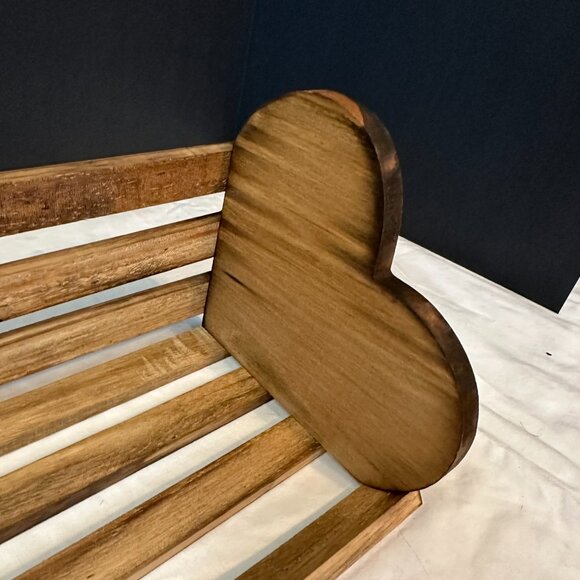 New Vintage Wood Slatted Heart Felt Shaped Hanging Rack-Shelf 14-1/2" Farmhouse - Picture 7 of 10